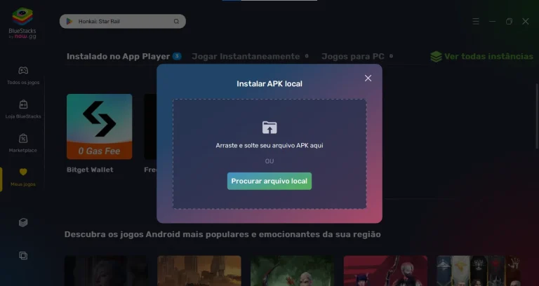 Arraste e solte o arquivo APK no emulador