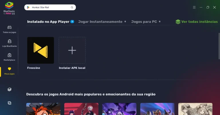 Inicie o APK na tela inicial do emulador